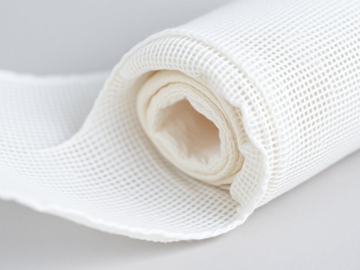 Close-up of absorbent cotton gauze weave